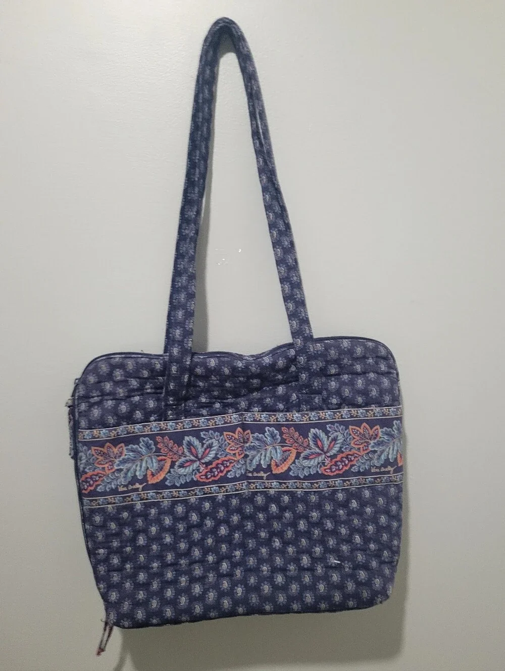 Vera Bradley Quilted Blue Paisley Briefcase 15x12